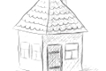 Cute little house sketch vector illustration 