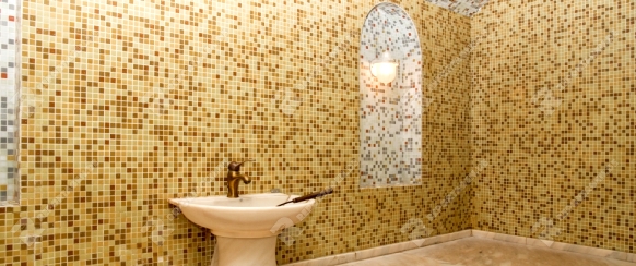 Turkish bath with ceramic tile in roman style